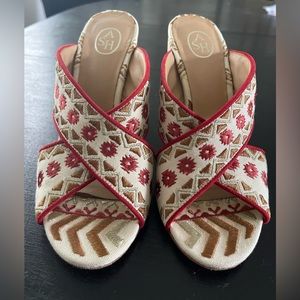 ASH Adel Embroidered Crisscross Mule Sandals